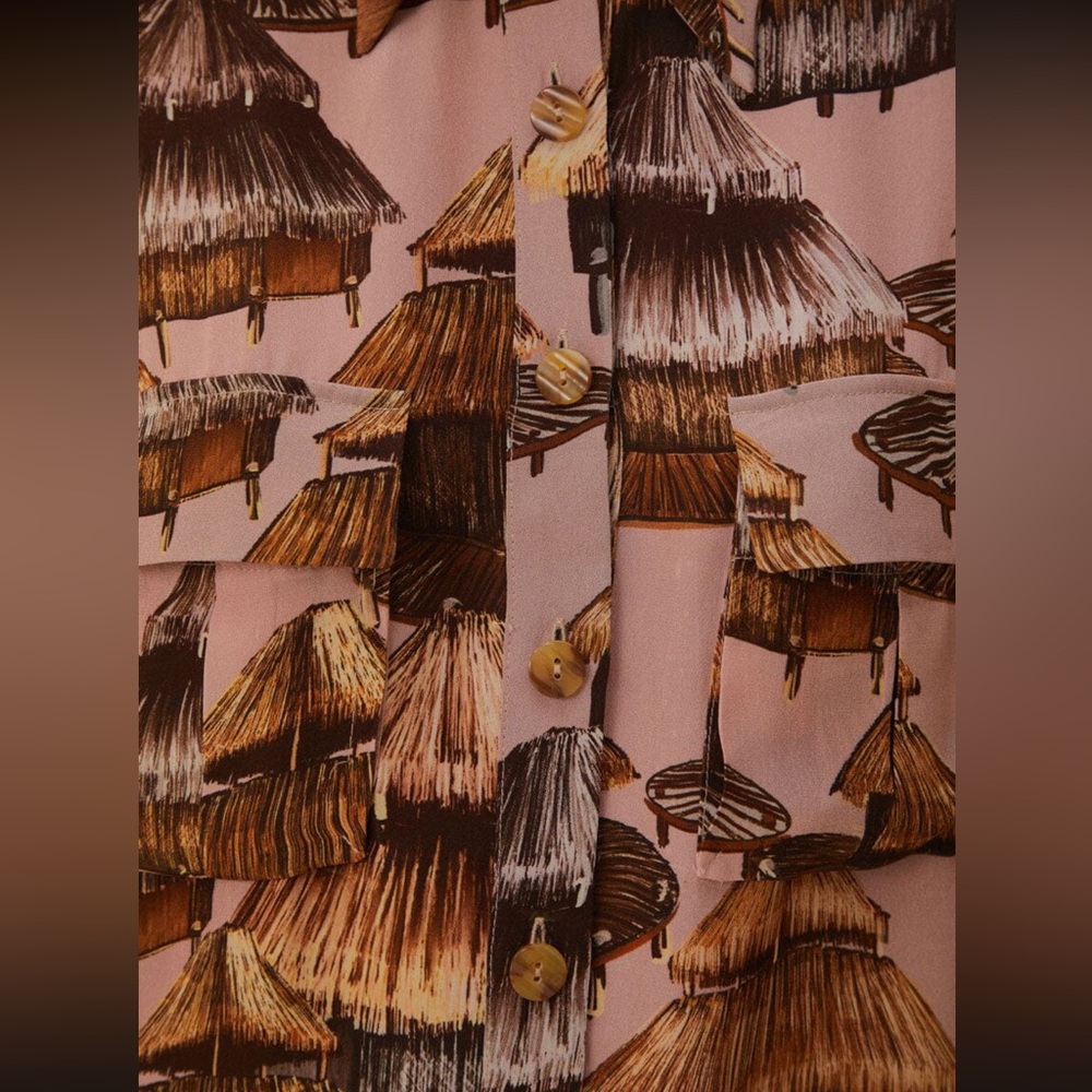 FARM Rio Pink and Brown Patterned Button Down Shirt - Picture 3 of 12